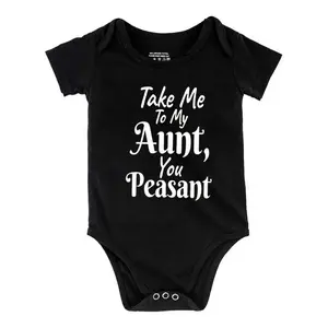 Take Me To My Aunt, You Peasant2 Baby Bodysuit Funny Babys Short Sleeve Onesies Romper for Infant Newborn Boys Girls Soft Casual Outfit with Snap Closures for Easy Diaper Change
