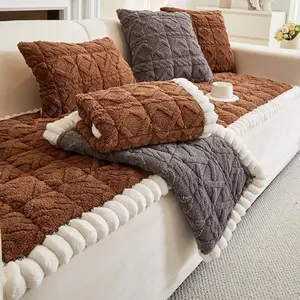 Viral “Cloud Cable” Couch Protector | Cozy Sherpa Pad in Brown & Gray Tones