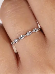 1 Piece Minimalist Band Ring with Artificial Gemstone, Marquise Rings for Women Stackable Engagement Ring Jewelry Gift for Birthdays & Daily Wear, Artificial Zircon Rings