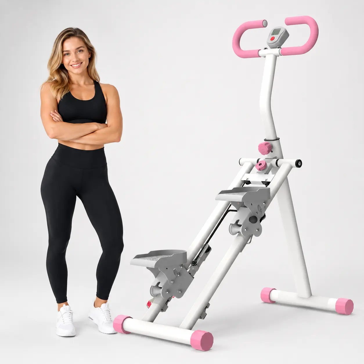Stair Stepper for Home-Upgrade Vertical Climber Workout Machine for Full-Body Exercise Climber Fitness Equipment with Stable Frame Adjustable Handlebar-Pink