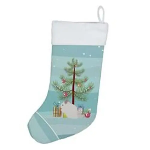 Unisex Pink & White Chinchilla Christmas Stocking, 18x13.5 in, Festive Home Decor Gift for Holiday Celebrations