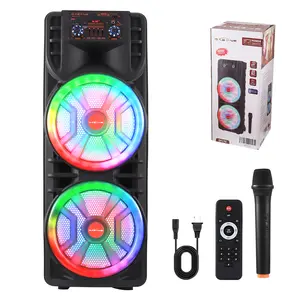 Dual 12 inch Protable Bluetooth Speaker System PA Loud Party Karaoke Machine With Microphone Remote Control FM Wireless LED Rechargeable Large Tailgate Speaker