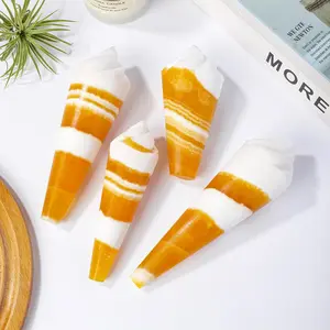 Calcite Crystal Torch Flame Shaped Carving, Natural Stone Energy Gem Ornament, Unique Home Decorative Sculpture Gift Idea