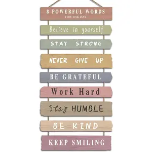 inspirational wall decor - 9 Piece Hanging Plaques with Positive Quotes, Motivational Wall Art for Women Men, Home Office Decor, Encouragement Gift for Friends