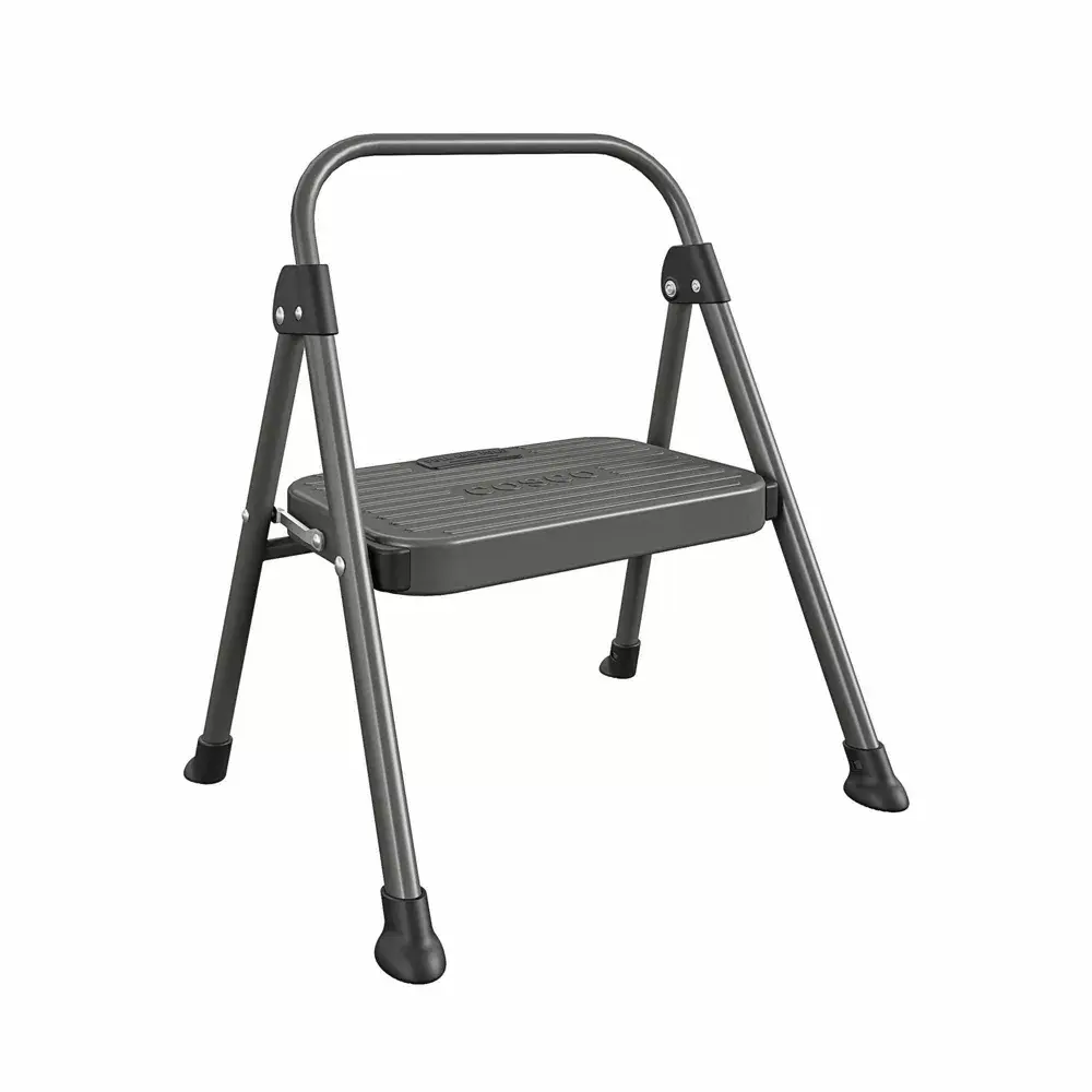 1 Step All Steel Step Stool: Black, Folding Step Stool for Adults, Single Step, 225 lb Capacity, No Assembly Required