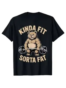 Funny Gym Bear Weightlifting T-Shirt Y2K Humorous Raccoon Workout Tee New Casual Fitted Short Sleeve Top All Seasons Menswear Casual Fitness Breathable