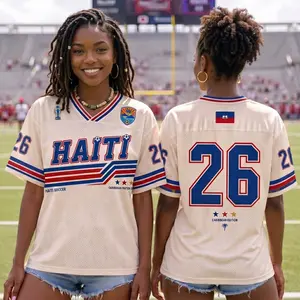 Custom Number Haiti Football Jersey, Personalized Haiti Football Jersey Crop Top Tee, Football Fan, Custom Haiti Jersey Shirt