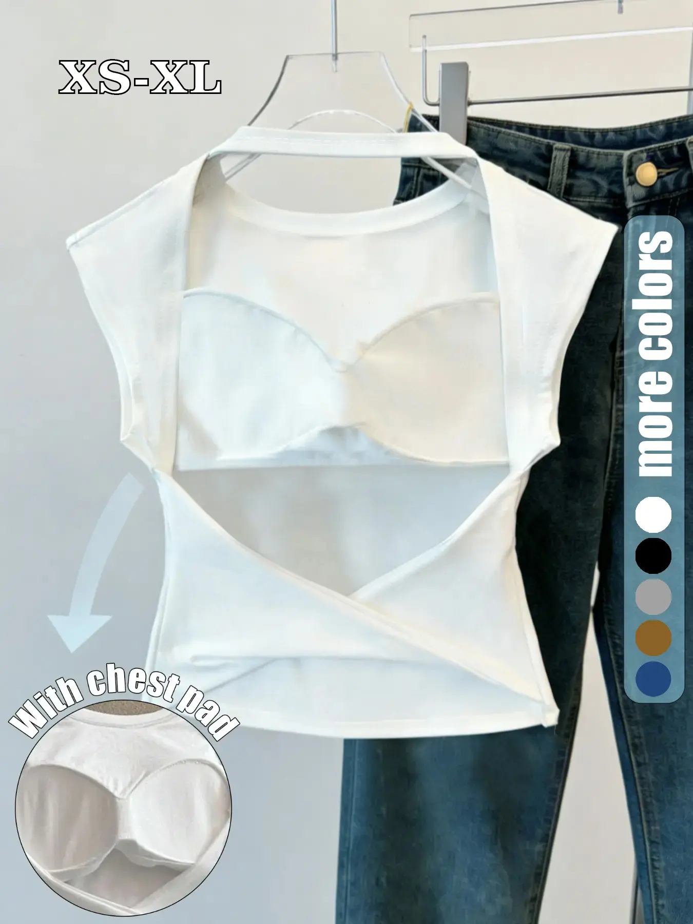 Women's Summer Solid Backless Multifunctional Sports Bra Top with Pads, Casual Fashion Design, Comfortable Daily Wear