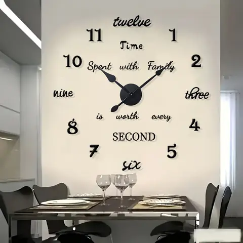 3D Acrylic Mirror Digital Wall Clock, Battery Operated Clock, Modern Minimalist Frameless Design, Silent Operation, Adjustable Size, Easy Assembly, Home Office Decor, Creative Decorative Clock