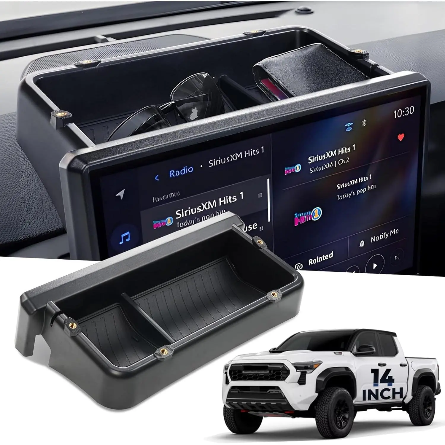 Dashboard Storage Tray Dashboard Organizer for Toyota 2026 2025 2024 Models (Only Compatible with 14inch Screen), Interior Accessories Center Console Organizer Storage Tray, Black