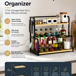 1 stainless steel kitchen storage rack, multi-layer countertop spice organizer, space-saving bracket, perfect for displaying household Halloween gifts and party supplies (Model: DM124)