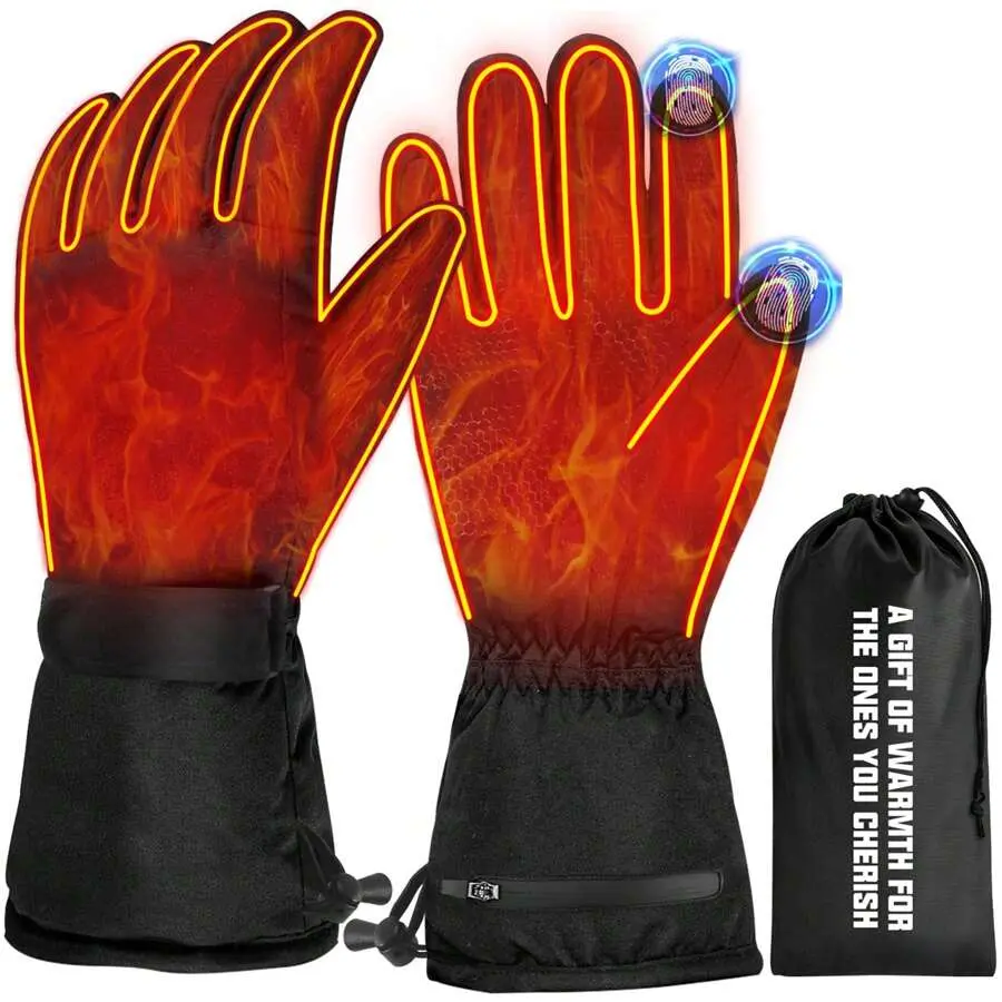 Unisex Heated Gloves, Waterproof Polyester with Touchscreen Fingertips & Adjustable Buckle - Battery Operated for Motorcycle Riding & Fishing, Hand Gloves, Ski Gloves