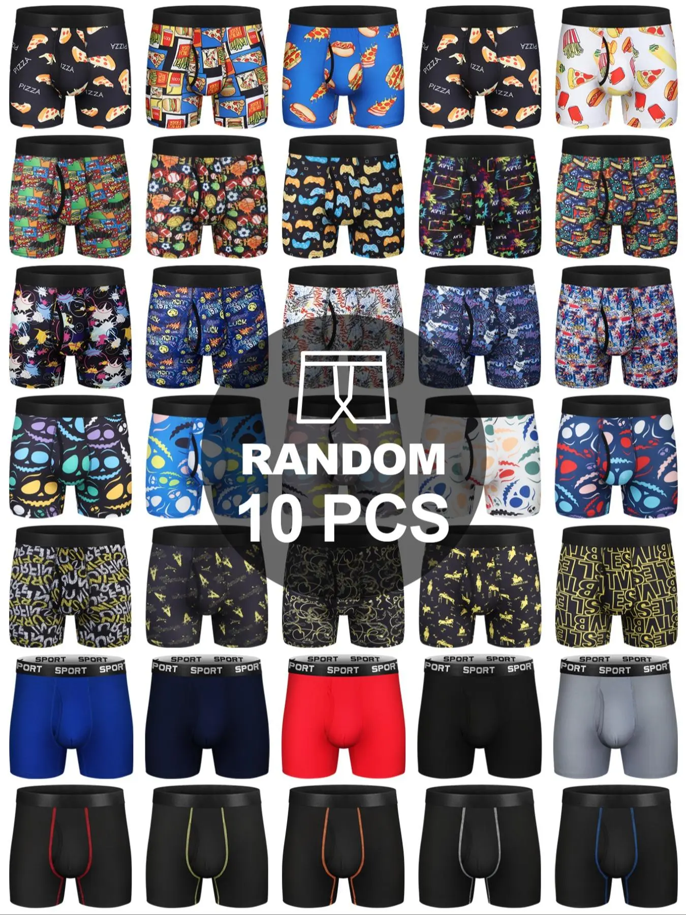10 Pack Teenage, Stretch Boxer Briefs, Tagless Open Design, Casual Style, All Seasons Wear, Moderate Fabric Thickness