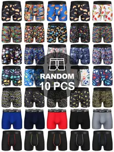 10 Pack Teenage Cotton-Like Breathable Boxer Briefs, Tagless Open Design, Casual Style, All Seasons Wear, Moderate Fabric Thickness