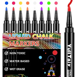 Fine Tip Wet Erase Markers, 8 Color Set for Chalkboard, Glass, Mirror