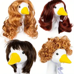 Goose Statue Braid Wig & Garden Goose Outfits Wigs Accessories for Outdoor Garden Patio Yard Goosey Decoration