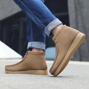 Amali Jason2 Men's Chukka Boots Casual Lace Up High Top Faux Suede Shoes Neutral Colors Classic Comfort Footwear