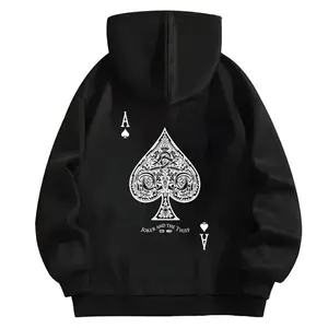 Men's casual trendy hoodie sweatshirt with dark gothic poker card print for fall winter comfortable moderate fabric Unisex Hoodies  Men’s hoodies