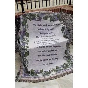 212 MAIN Rectangular 50x60 in. The Lords Prayer Tapestry Throw Blanket - Decorative Collectible, Hand-Woven, Artistic, Elegant Style, Colored Calligraphy Tapestries for Living Room Home Decor & Wall Hanging, Decorative Collectible Tapestries
