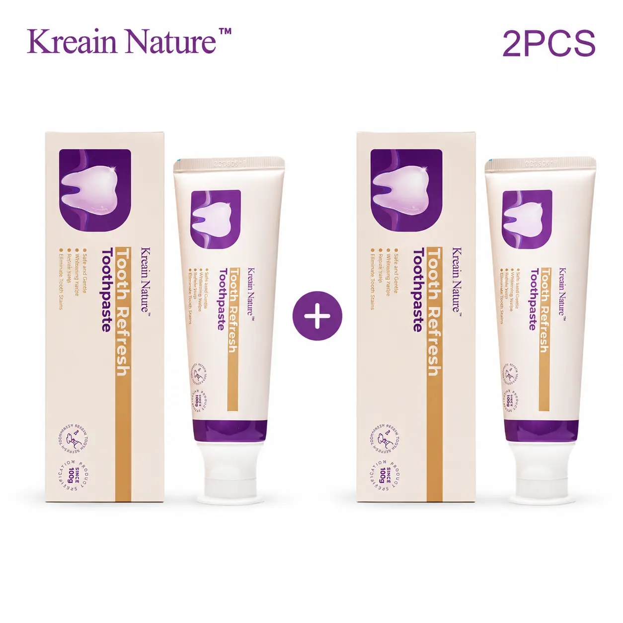 Kreain Nature [2PCS] Tooth Refresh Toothpaste for Fresh Breath Prevent Tooth Loss with Natural Ingredients Gentle Care  for Tooth Sensitivity Toothache Care for Dental Health#backtoschool