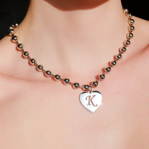 Super Chunky Initial Heart Necklace