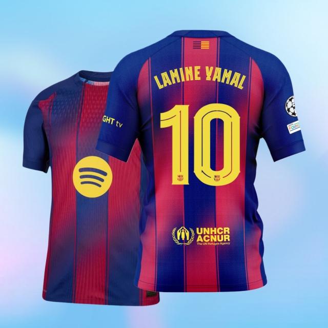 11# Raphinha 25 26 Home Red And Blue Short Sleeve Soccer Jersey Fans Version