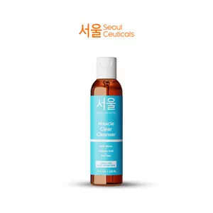 Miracle Clear Cleanser - SeoulCeuticals Korean Acne Snail Cleanser Gentle Facial Wash - Snail Mucin, Salicylic Acid & Tea Tree Acne Treatment for Sensitive Skin & K Beauty Glow 4oz