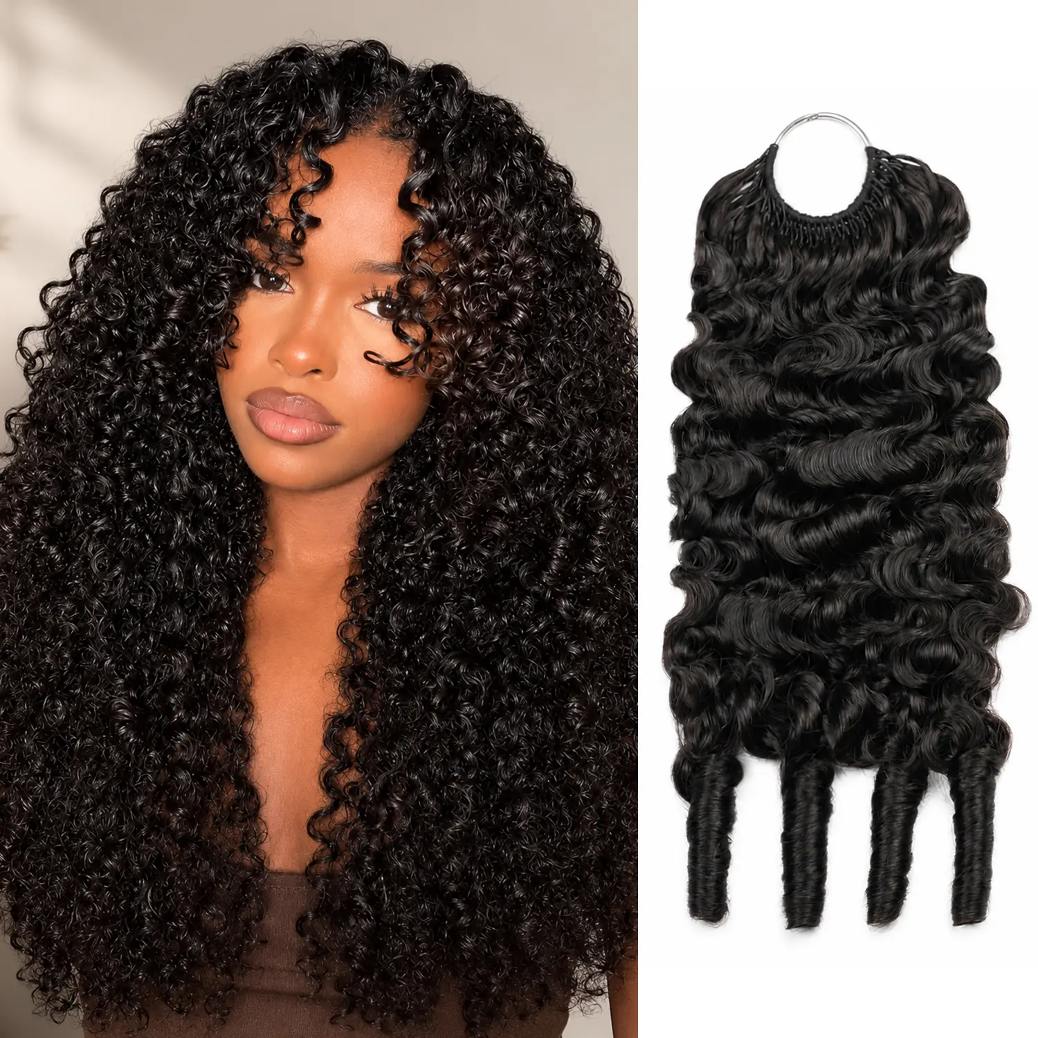 [Lowest Price] Burmese Curly Feather Crochet Hair Human Hair Extensions for Boho Braids Natural Black T1B/P4/27 Invisible Knots Pre-Separated Protective Style