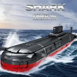 2895PCS Typhoon Class Submarine Building Blocks 1:250 Scale Shark Submarine Model Bricks With Display Stand Kids DIY Toys Gifts