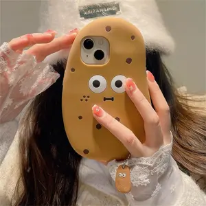 Funny Cute 3D Cartoon Potato Phone Case for iPhone 17 16 15 14 13 Pro Max Shockproof Silicone Soft Back Cover