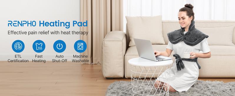 RENPHO Back and Eye Relaxation Gifts Bundle, Back Heating Pad and Eyeris 3 Eye Massager with Heat and Cooling Pack, Valentines Day Choice for Women Mom Wife