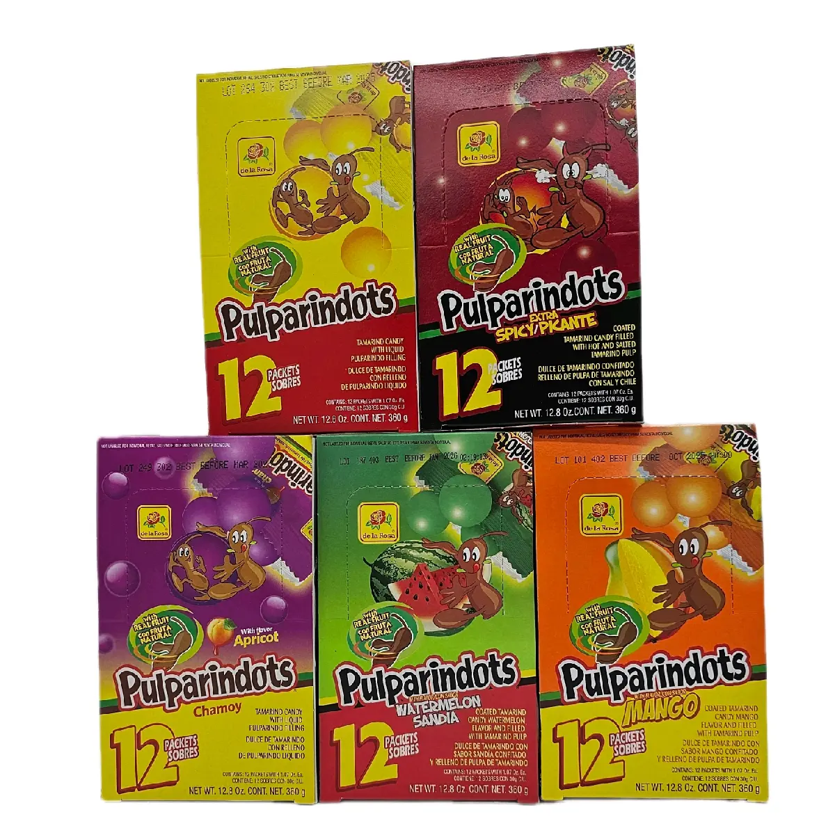 Pulparindots - Coated tamarind candy filled with hot and salted tamarind pulp (12 pieces box display)