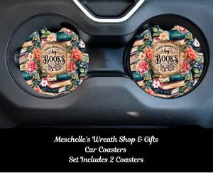 Easily Distracted By Books Car Coasters - Upgrade Your Car Interior with Stylish and Functional Car Coasters