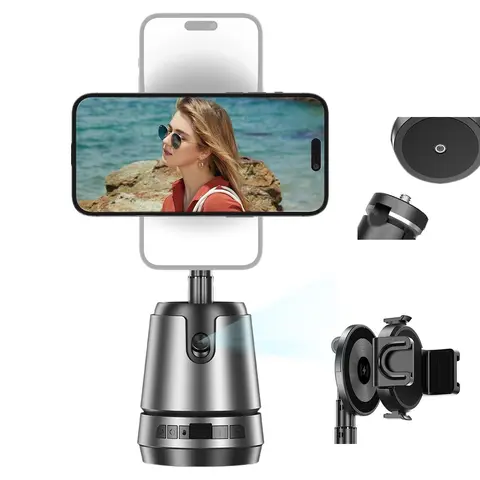 Magnetic Auto Face Tracking Phone Stand with Wireless Charging, 360° Selfie Tripod, No App Needed, Gesture Control, Compatible with iPhone 12–17 Series & Android, Hands-Free Video Recording for TikTok, Reels & Content Creators