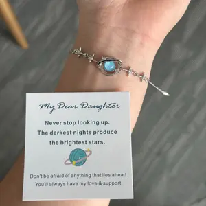To My Daughter  Star & Moon Bracelet woman party perfect family durable stylish   fashion affordable healing chunky gold-plated cuban energy magnet magnetic field therapy  good luck jewelry gift couples versatile money attraction unisex