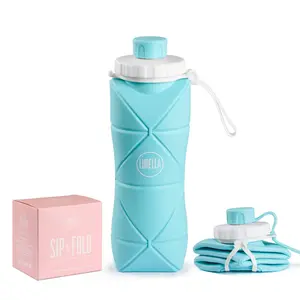 Lurella Cosmetics Sip N' Fold Water Bottle - 600ml Capacity, Durable Silicone, Foldable for Compact Storage