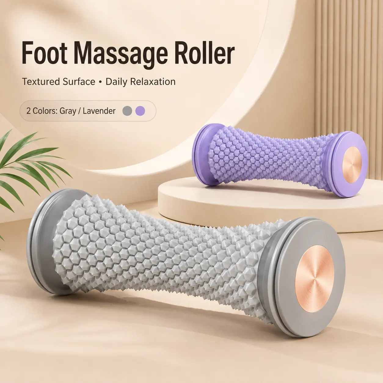 [Dealsforyou] Foot Massage Roller with Textured TPR Surface, Compact Manual Roller for Arch, Heel, Forefoot and Calf, Gray or Lavender