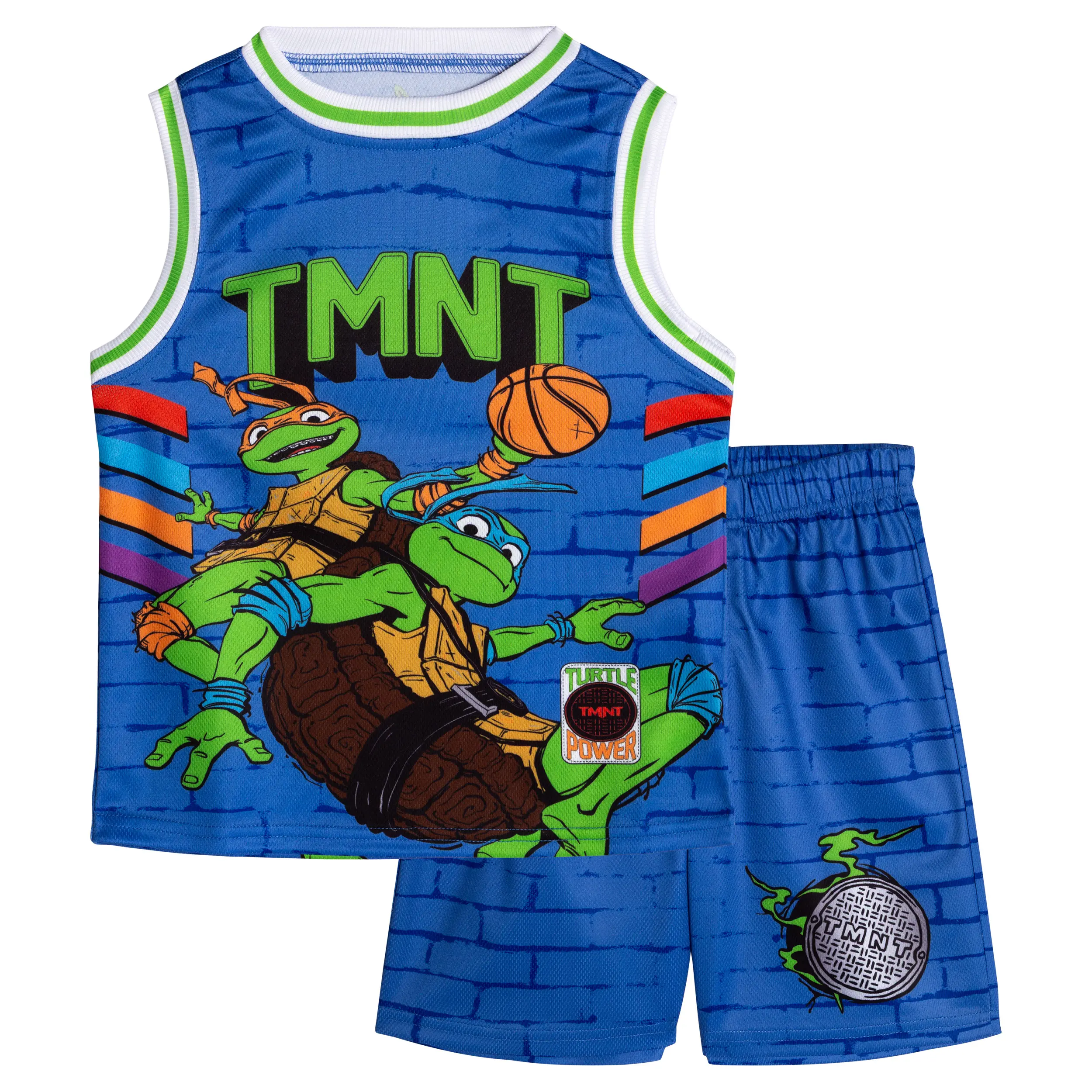 Teenage Mutant Ninja Turtles Boys' Mesh Tank Top and Active Shorts Outfit Leo Mikey Blue Toddler to Big Kid