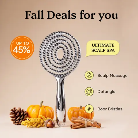 HALOVIDA Hollow Round Bristle Brush - Anti-Static Massage Brush for Enhanced Volume & Scalp Care,Pain-Free,Reduces Heat Damage, Ideal for Quick Drying and Voluminous Styling,Clean,Boar bristle brush,Use in Wet and Dry Hair, #backtoschool