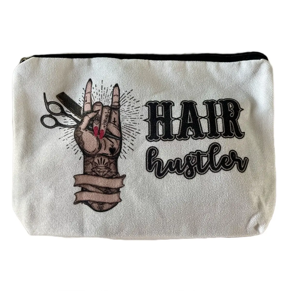 Hair Hustler Makeup Bag for Barbers and Hair Stylists, Portable and Lightweight, Perfect for Travel floral pattern Pink Zip Compact Beauty makeup pouch