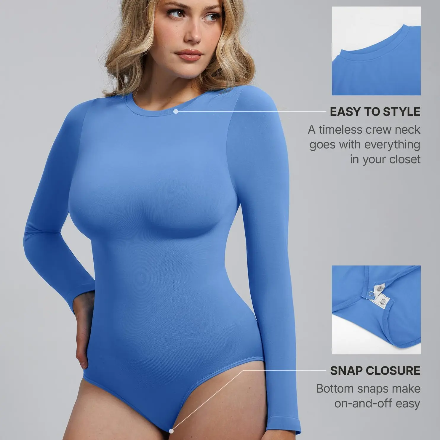 FeelinGirl Seamless long-sleeve bodysuit for outerwear Womenswear