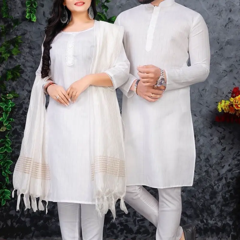 INDIAN DESIGNER COTTON SILVAR WEAVING WORK COUPLE WEAR COMBO GREEN SIZE 40