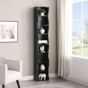 8-Layer Adjustable Shelf Ultra-thin Bookshelf with a Wavy Border Design, Which is More Aesthetically Pleasing, Is Suitable for High and Narrow, Display and Multi-Functional Bookshelves with Cube Storage in Home Offices