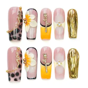 BHI Handmade Acrylic Square nails Press-On Nails – Reusable 3D Acrylic, Salon-Quality Design for a Long-Lasting, Natural Finish |                                     Perfect for an Effortless At-Home Manicure