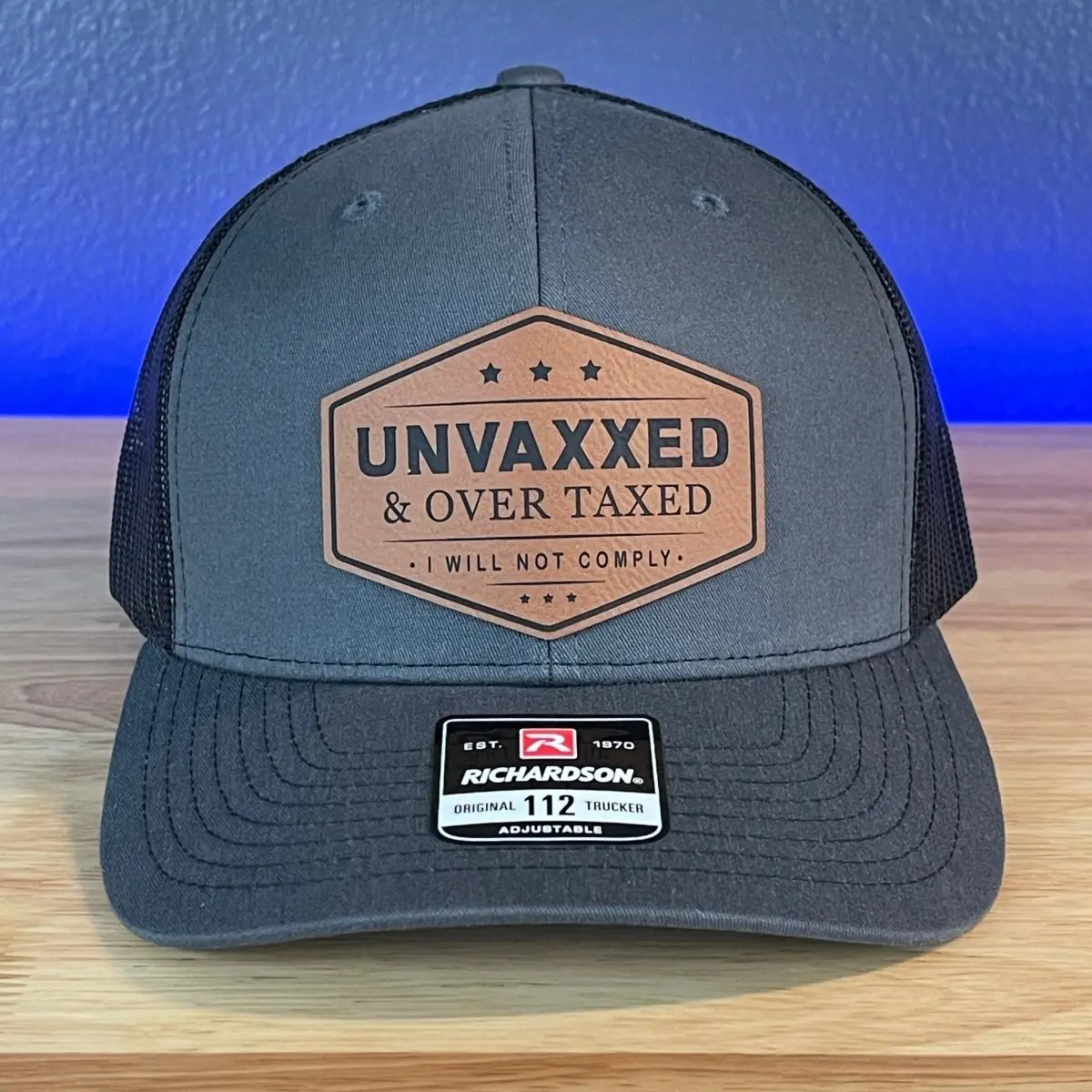UNVAXXED & OVER TAXED Leather Patch Hat Rawhide