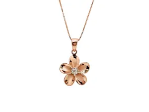 Plumeria Flower Necklace – Rose Gold Sterling Silver Pendant With Matte Finish