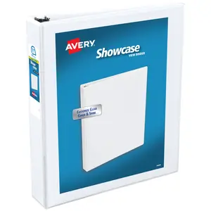 Avery® Showcase Standard View 3 Ring Binder, 1.5" Slant Rings, 375-Sheet Capacity, 2.1 Inch Wide Spine, 1 White Binder, Ideal for Lightweight Organization and Occasional Referencing (19651)