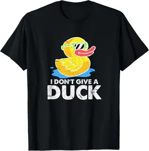 I Don't Give A Duck Funny Duckie Sarcasm T-Shirt Pure Cotton Graphic Tees Menswear Top: Gifts for Men & Women