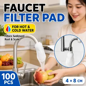 100-Pack 4x8cm Faucet Filter Cotton, Water Purification for Sand, Rust, Scale, Impurities, Ideal for Tap Water Filtration, Water Filters
