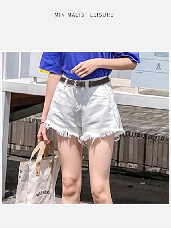 Shiny Silver Color Buckle Belt, Elegant Simple Design, Decorative Student and Younger Adult Waistband, Korean Fall Accessory, Pu Buckle Belt